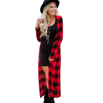 

Spring New Women Plaid Cardigans Red Black White Open Front 2019 Casual Long Sleeve Slim Sweaters Shirts Streetwear Tops Outwear