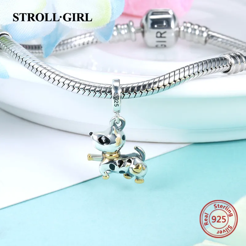 StrollGirl 925 Серебряные шарики корабля Собака Щенок Подвески животных Коллекция fit европейские браслеты бусина-подвеска ювелирные изделия для леди подарок