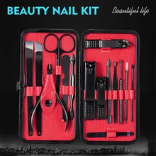 18pcs Manicure set Nails art Beauty tools Stainless Steel Professional nail clipper Finger Plier scissors knife Best gift stainless steel multifunctional plier finger nail clipper keychain bottle opener finger folding scissors