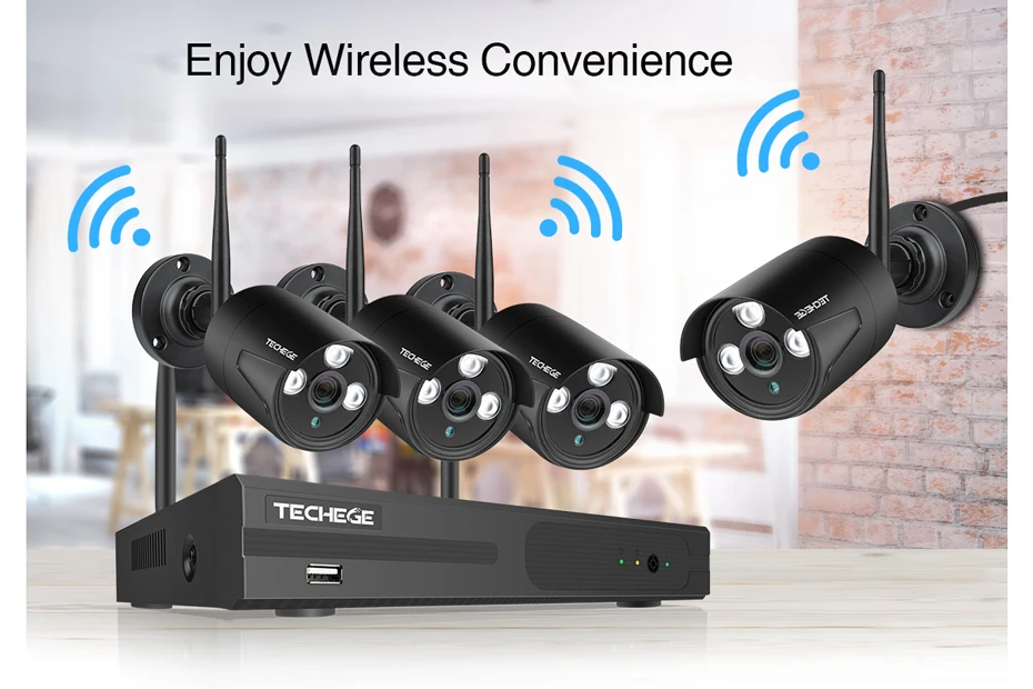 Techege 1080P Беспроводная CCTV камера система аудио запись 4CH NVR домашняя WiFi камера безопасности комплекты уличная система видеонаблюдения