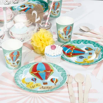 

Hot Air Balloon Theme Paper Plate Set Birtyday Party Supplier Baby Shower Party Decoration Disposable Tableware Set For 8 Packs