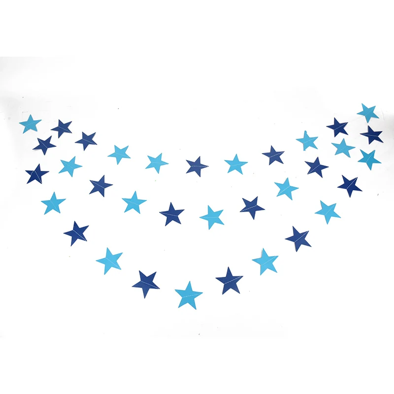 4m Paper Garland Gold Silver Blue Star Shape String Banners Wall