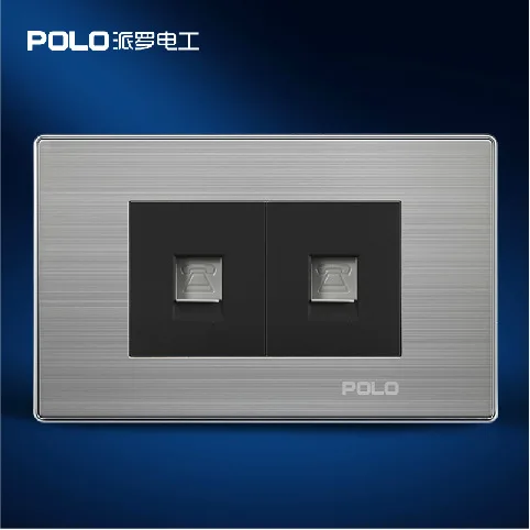 

Free Shipping, POLO Luxury Wall Socket Panel, 2 TEL Socket, Champagne/Black, Power Electrical Outlet, Plug, 110~250V