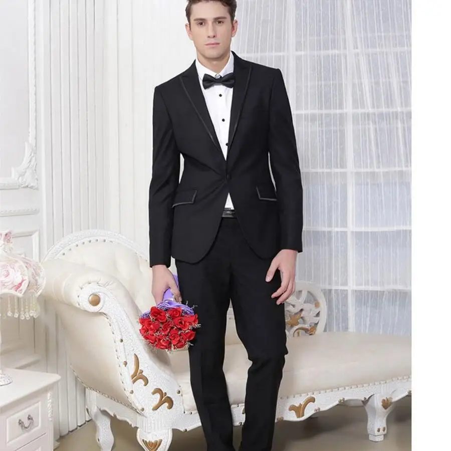 Для мужчин костюм для свадьбы смокинг Классический пиджак Формальные slim fit мужчина smart casual черные Костюмы Блейзер человек для свадьбы