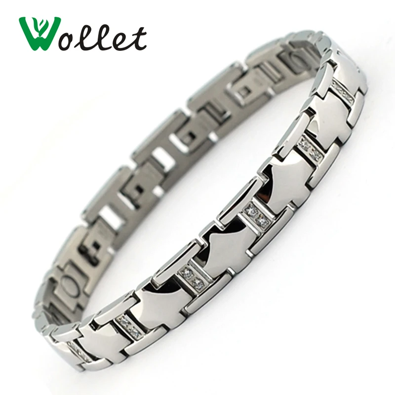 Wollet фианит для украшений магнитный браслет из нержавеющей стали для женщин и мужчин металлический цвет горный хрусталь