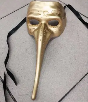 

Free shipping Halloween Masquerade Party Mask handmade antique Venice mask long nose king mask 2 colors in stock