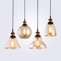 Ретро Винтаж подвесные светильники прозрачное Стекло абажур Лофт подвесные светильники E27 110 V 220 V для столовой украшения дома освещения - изображение