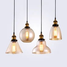 Retro Vintage Pendant Lights Clear Glass Lampshade Loft Pendant Lamps E27 110V 220V for Dinning Room Home Decoration Lighting