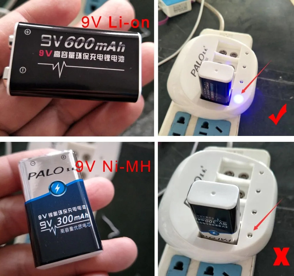 Пало 4 слота 9V Батарея Зарядное устройство для детей в возрасте от 9v 6f22 литий-ионная литий Батарея+ 4 шт. 600 mаh 9В литий-ионные аккумуляторы