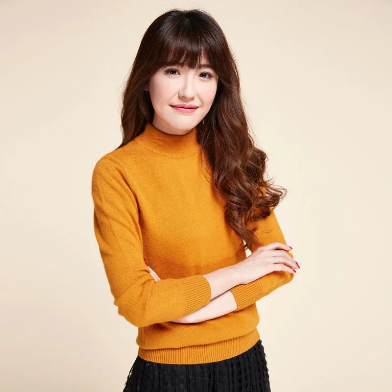 Women's Sweater Half-neck Collar Slim Bottoming Shirt Fashion Warm Pullover Sweaters Solid Color Female Knitted Sweaters Winter