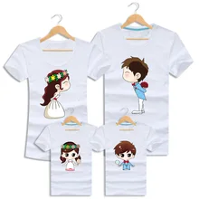 Mom Daughter Father Son Clothes 2016 Summer Short Sleeve Family Mathching Outfits Marry Couple T shirts