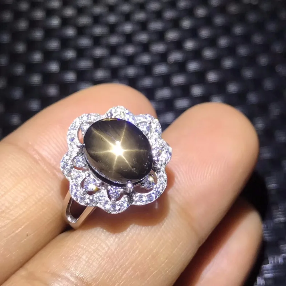 Кольцо из натурального Sapphire Star сертификат подлинности 925 серебра размер на заказ