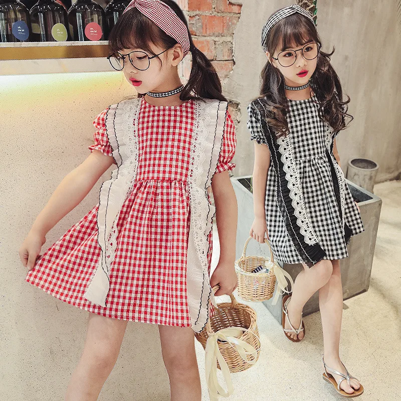 

Summer Style Girls Dress Princess Dresses For Girl Vestido Dress Children Plaid Dress 4-13 Years Kids Clothes Baby Costume