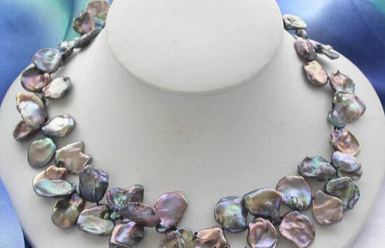 

Miss charm Jew1906 17" 20mm black baroque keshi reborn pearl necklace 14k