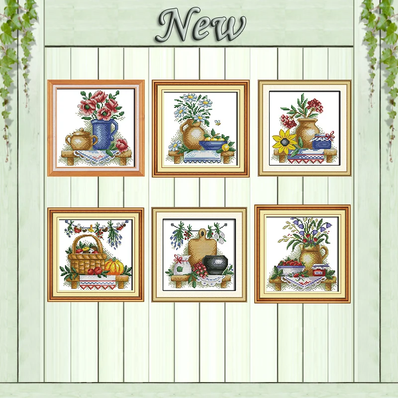 

Table vase series fruits diy painting counted print on canvas DMC 11CT 14CT kits chinese Cross Stitch embroidery needlework Sets