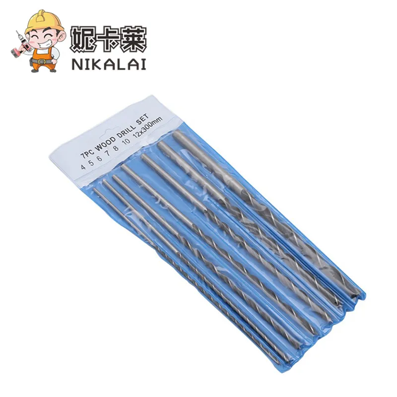 [NEW] 7Pcs/set 300mm Extra Long Wood Drill Bit Woodworking Tool 4 5 6 7