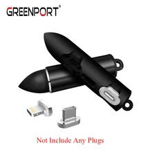 Магнитный кабель GREENPORT разъемы портативная коробка Тип C Micro USB C Быстрая Зарядка адаптер мини для iPhone Micro Usb type-C шнур
