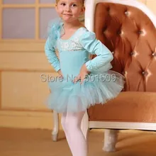 Девушки Детские светло-голубой Цвет кружевное с вышивкой балетное трико платье принцессы с юбкой-пачкой сказка платье нарядное платье