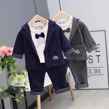 3 шт./компл. одежда для маленьких мальчиков и девочек, осенний комплект Зимняя детская одежда для малышей на свадьбу костюмы 1th подарок на день рождения От 2 до 4 лет