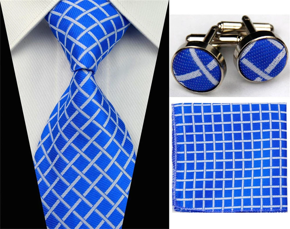 Костюм галстук галстуки для мужчин Gravatas Мужские аксессуары широкий шелковый галстук набор геометрический плед деловой носовой платок запонки СНТ