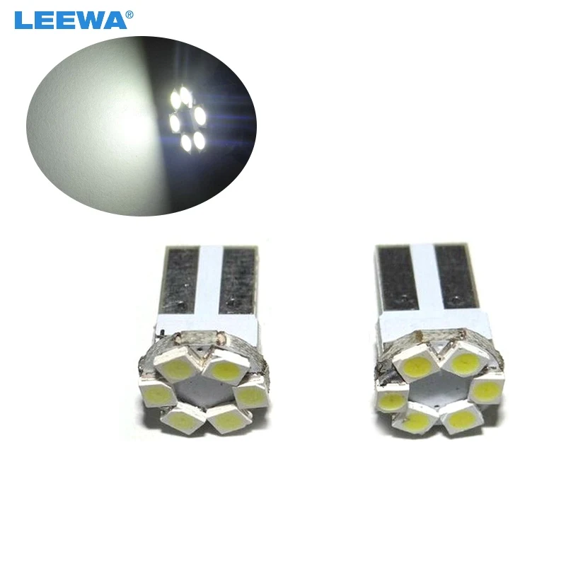 

LEEWA 50 шт. белые T10 6 светодиодов 1206 SMD клиновидные лампы 168 194 # CA3694