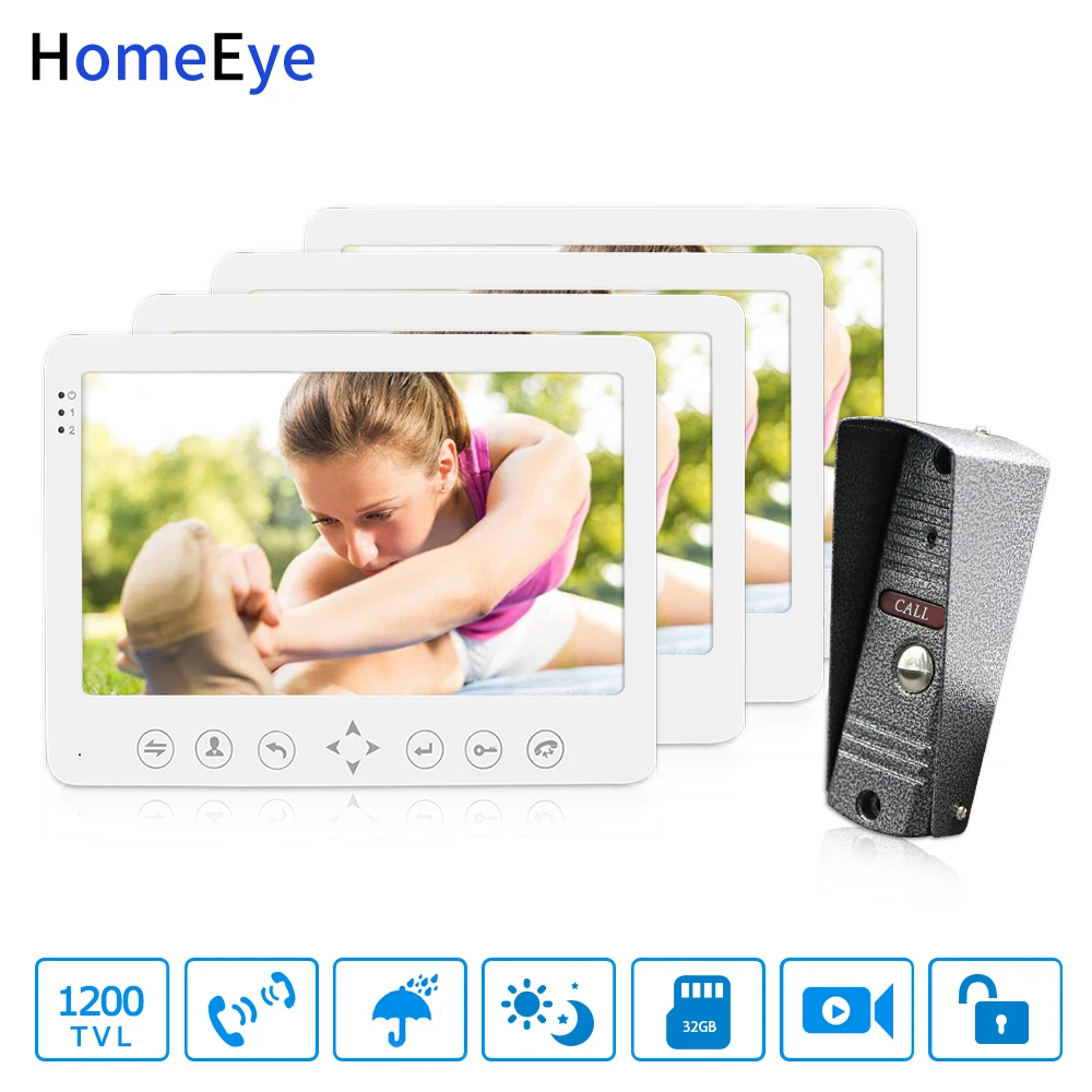 HomeEye 7'' Video Door Phone Video Intercom Doorbell 1200TVL IP65 Rainproof Motion Detection OSD Menu 1-4 Security Access System HomeEye 7'' Video Door Phone Video Intercom Doorbell 1200TVL IP65 Rainproof Motion Detection OSD Menu 1-4 Security Access System