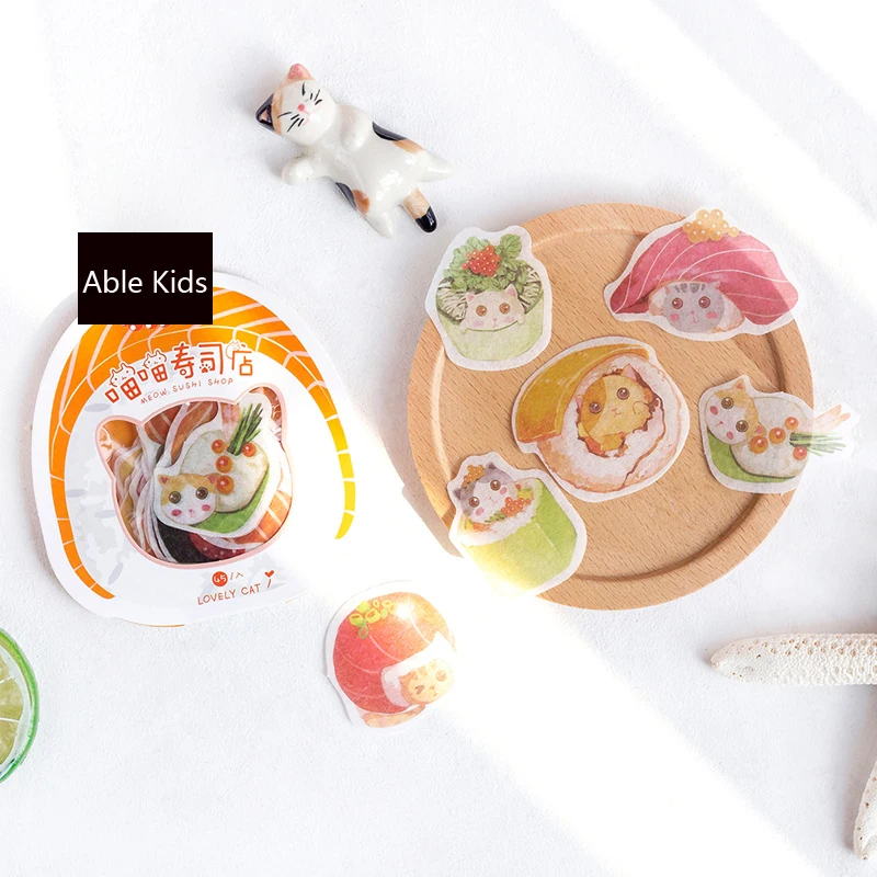 

45pcs /Pack Kawaii Cat Sushi Stickers DIY Decorative Sealing Paste Stick Label School Office Supply Kids Gift