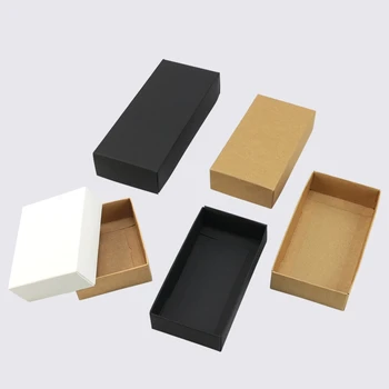 

20pcs white kraft paper gift Cardboard Box craft Packaging box black Paper Gift box with lid Gift carton cardboard box