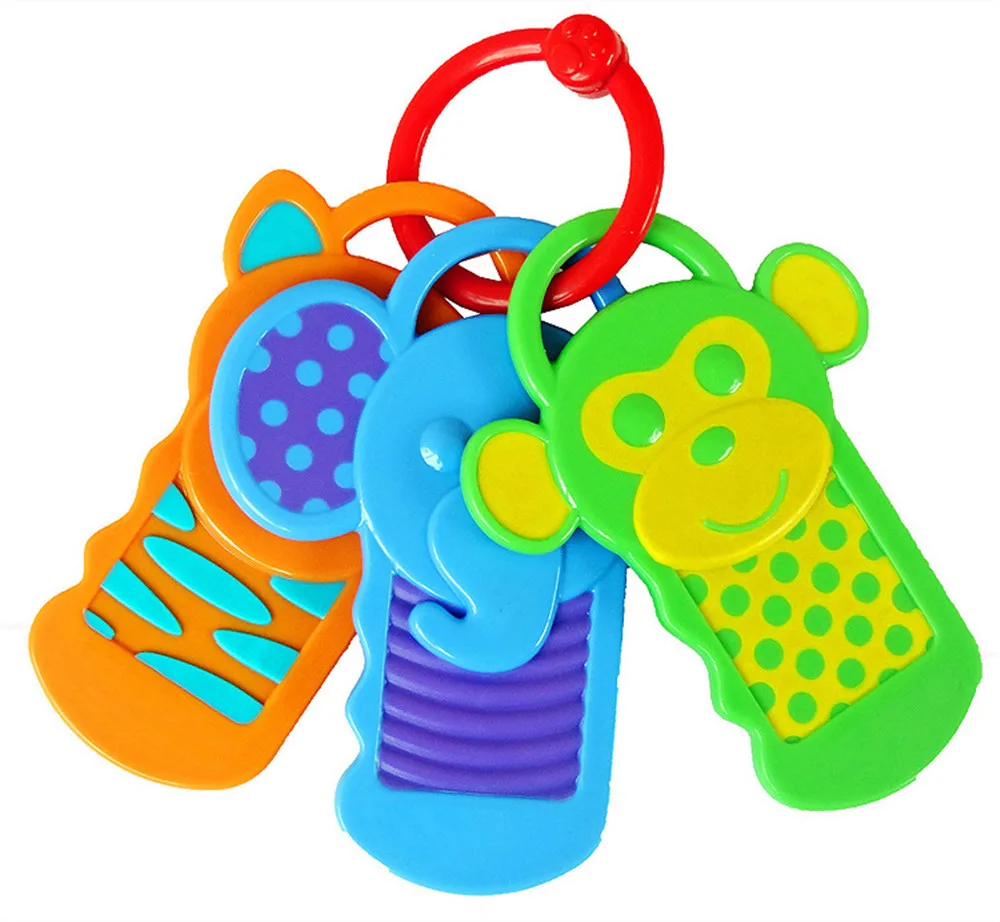

Baby Kids Educational ABS Key Card Teeth Glue Fixed Cartoon Animal Rattles Teether Toys For Newborn 0-12Months Development