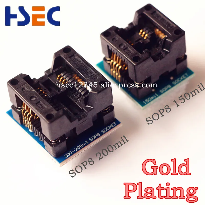

Top Quality Gold Plating SOP8 to DIP8 150mil adapter+ SOP8 to DIP8 200mil-209mil programmer adapter sop8 soic8 dip8 adapter