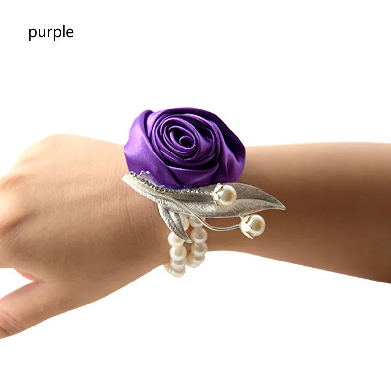 New Marry Decoration Rose Flowers Artificial Brooch Wrist Flower Bride Gift Wedding Decorations Fake Flores Bridesmaid's Bouquet