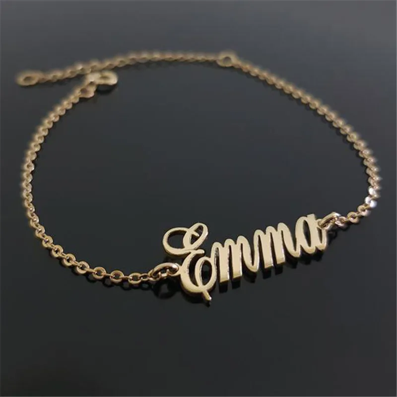 

Custom Gold Silver Bracelet for Women Girlfriend Any Font Any Name Adjustable Length Bracelets Femme Special Party Jewelry Gift