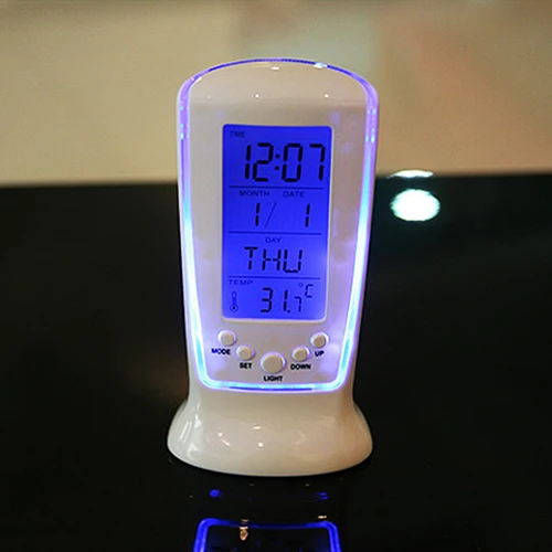 Digital Clock Table Clock LCD Digital Clock Digital Table Clock LED Digital LCD Alarm Clock Calendar Thermometer with Blue Backlight Desk Clock
