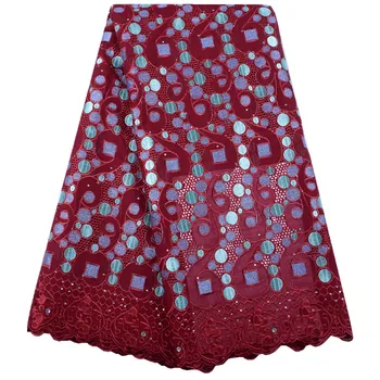 

African Cotton Swiss Voile Lace Fabric High Quality Swiss Voile Lace In Switzerland Wine Cotton Lace African Lace Fabric Y1514