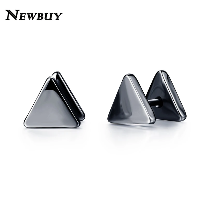 

NEWBUY 2019 Hot Sale Vintage Punk Jewelry Cute Triangle Stud Earrings For Men Women Black/Silver Color Earring Jewelry