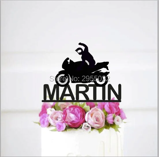 

Custom Happy birthday cake topper,Motorbike with last name cake topper,personalized happy birthdays cake topper