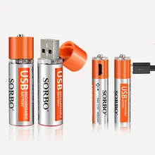 

4pcs No. 5 1.5V 1200mAH / No. 7 1.5V 400mAH Li-ion Lithium Rechargeable Battery USB Battery With USB Charging Line