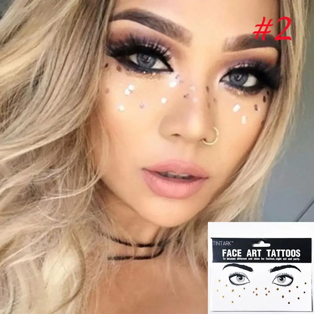 1 шт. модные одноразовые золотые тату наклейки для лица водонепроницаемые