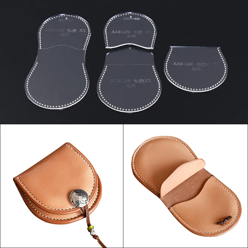

Leathercraft Coin Purse Mini Wallet Template Clear Acrylic Leather Pattern Template Stencil Sewing Craft DIY