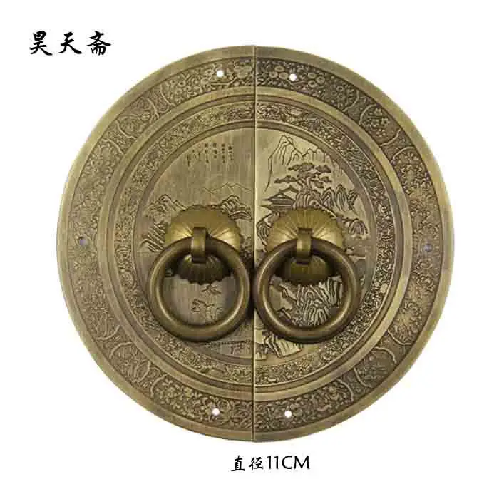 

[Haotian vegetarian] bronze Chinese furniture of Ming and Qing antique copper fittings copper live Tongsuo piece door handle lan