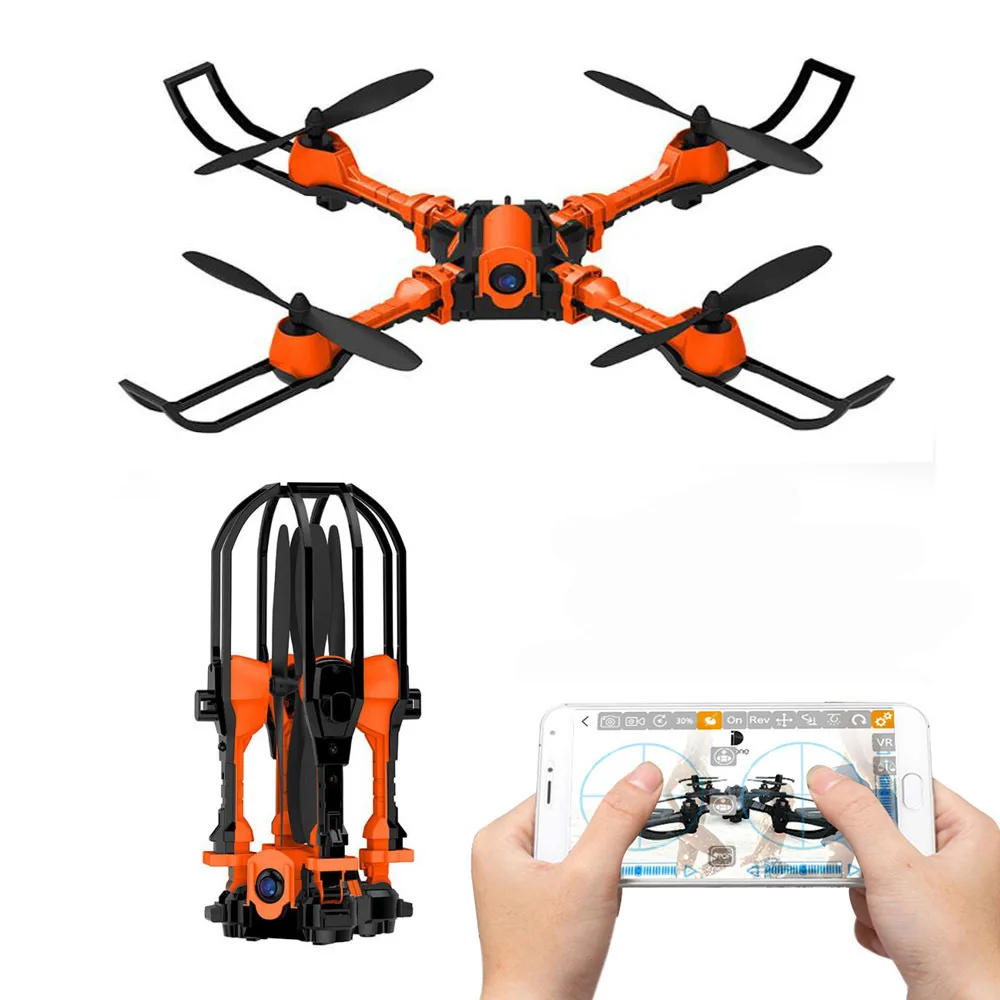 Yizhan iDrone I5HW деформационные Дроны с камерой складной Дрон Радиоуправляемый вертолет радиоуправляемые игрушки для селфи Дрон мини Дрон - Цвет: Orange APP Control