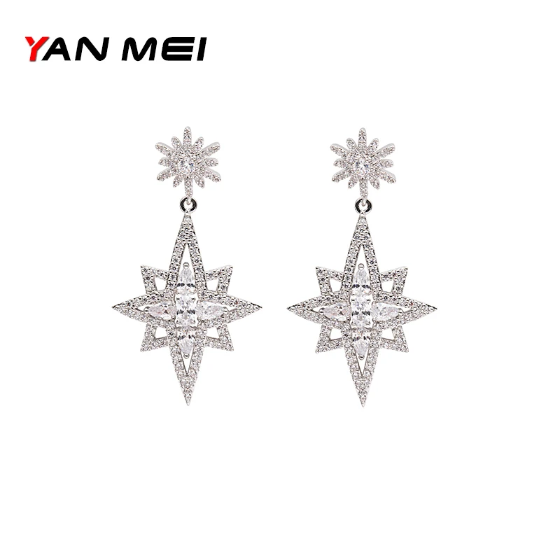 Женские серьги подвески с фианитами YAN MEI|dangle earrings|cubic zirconia earringswomens dangle earrings |