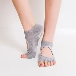 Новый Для женщин носки открытым пять пальцев носки дышащие Нескользящие Пластик горошек Мягкие носки до лодыжки женские Девушки