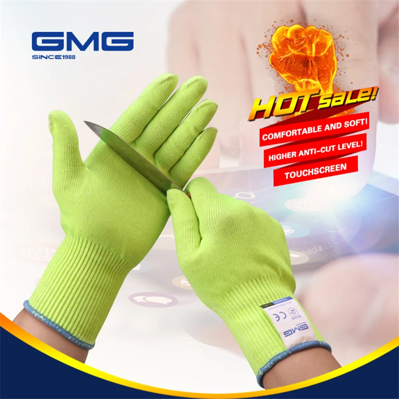Luvas anti-corte, luvas à prova d' água para gmg amarela hepen388 ansi anticorte de nível 5, luvas de segurança luvas resistentes do corte