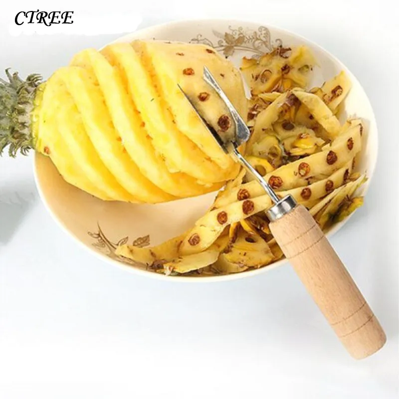 

CTREE 1Pcs Practical Pineapple Knife Wooden Handle Steel Pineapple Peeler Pineapples Seed Remover Creative Knife Fruit Tool C624