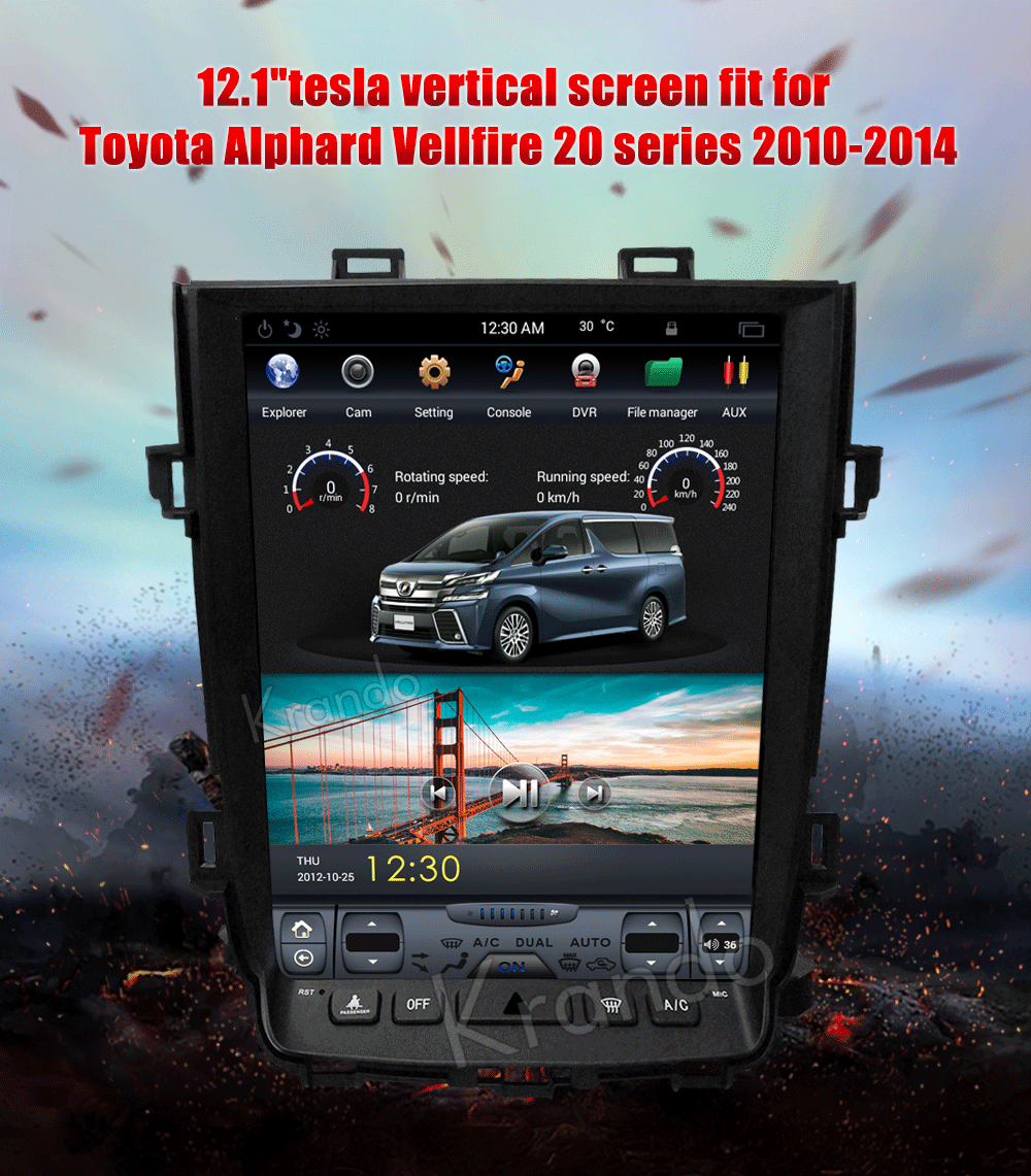 Perfect Krando Android 8.1 10.4" Tesla Vertical car multimedia player GPS for Toyota Alphard 2007-2013 radio audio navigation system BT 0