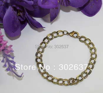 

FREE SHIPPING 12PCS Antiqued bronze double textured chain bracelets #22559