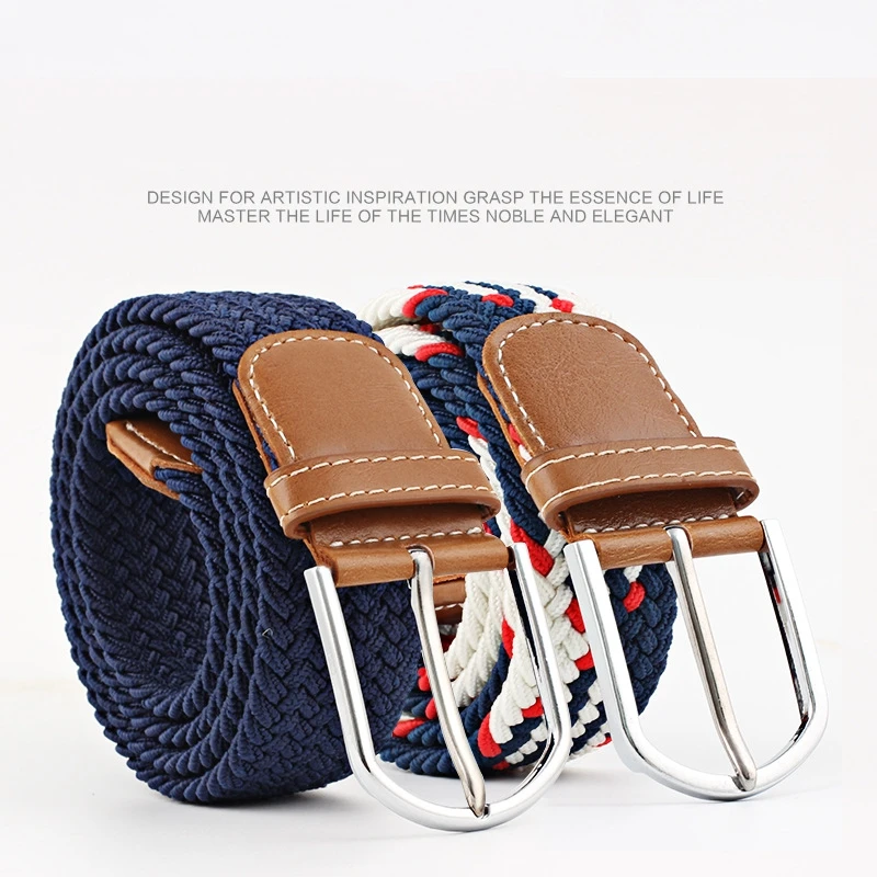 Men's Stretch belt Man woven canvas Multicolor belt Ms. Stretch Woven