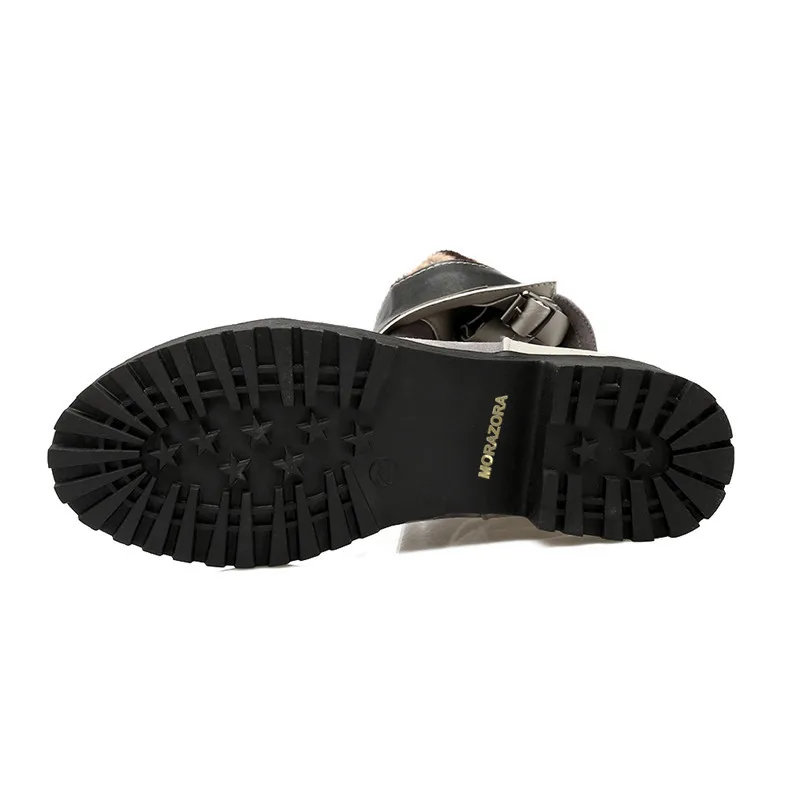 MORAZORA/ горячая Распродажа ботильоны для женщин из искусственной кожи и флока; сезон осень-зима удобные модные ботинки на платформе женская обувь