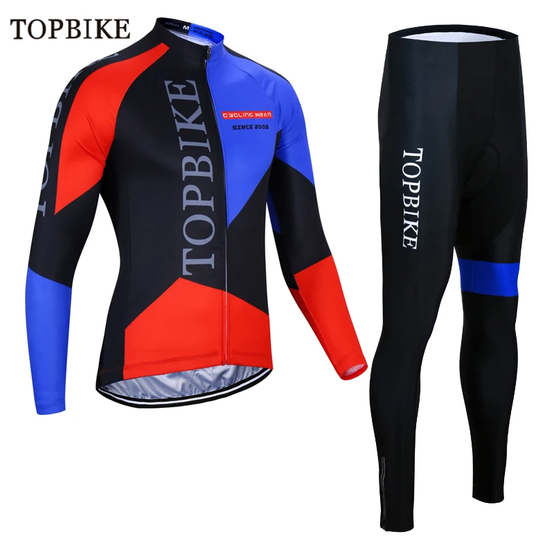 TOPBIKE Pro Bib Велоспорт Джерси комплект с длинным рукавом велосипедная одежда осень быстросохнущая MTB велосипедная одежда для езды на гоночном велосипеде одежда - Цвет: Cycling Sets